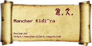 Mancher Klára névjegykártya